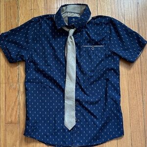 **b2g1**Boys Navy Short-Sleeve Button-Down Shirt with Anchor Print
